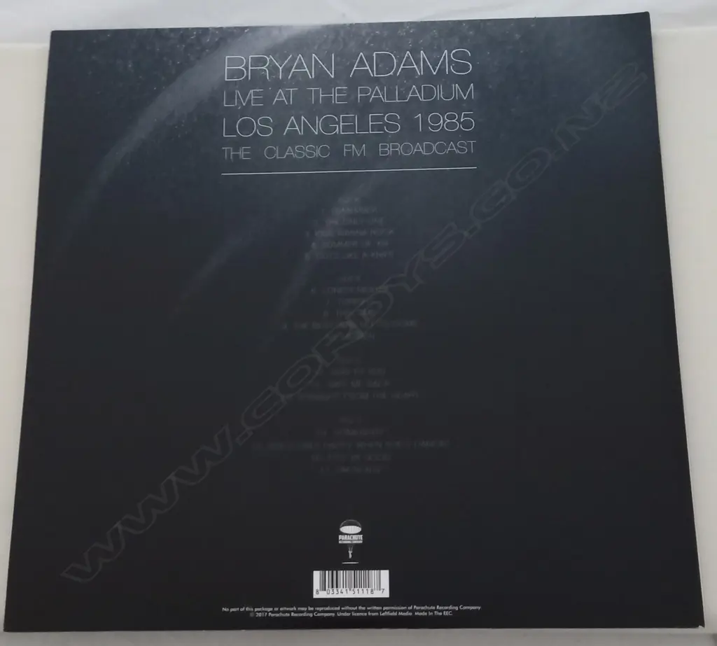 Bryan Adams, Live At The Palladium Los Angeles 1985 (The Classic FM Broadcast), (Double Album) Image 1++